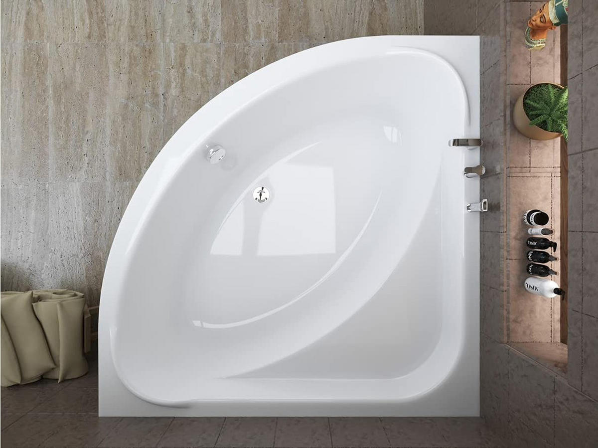 BADEWANNE Eckwanne STANDARD 140/140 mit Styro Ablauf Füße - Weiß, Kunststoff (140/58/140cm) - bad land