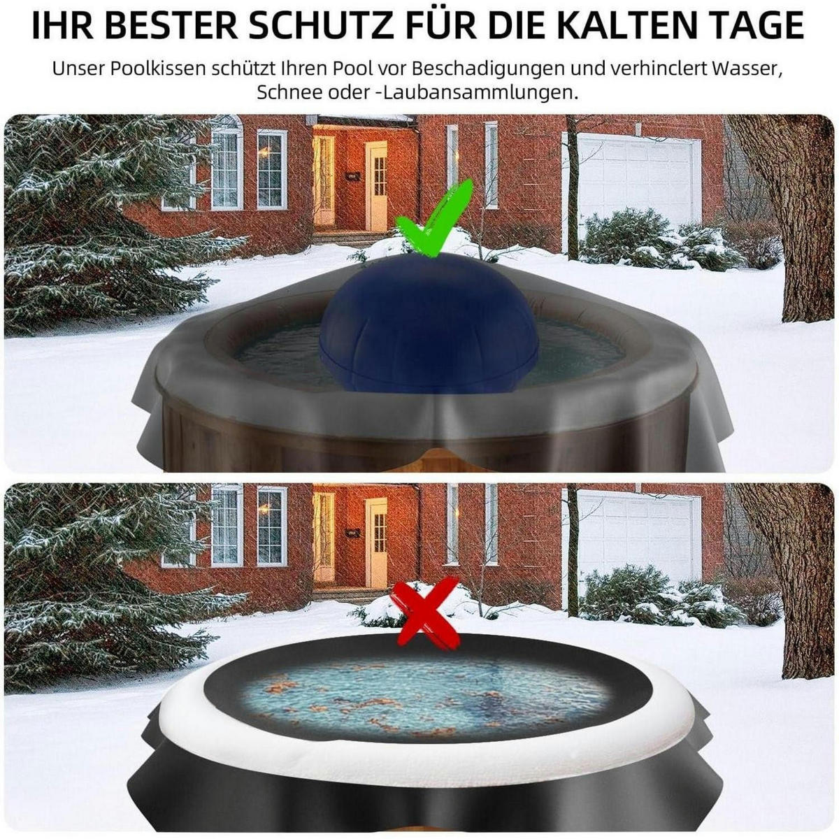 POOLKISSEN 120 x 120 cm Winter Luftkissen Rund - Blau, Kunststoff (120/120cm)