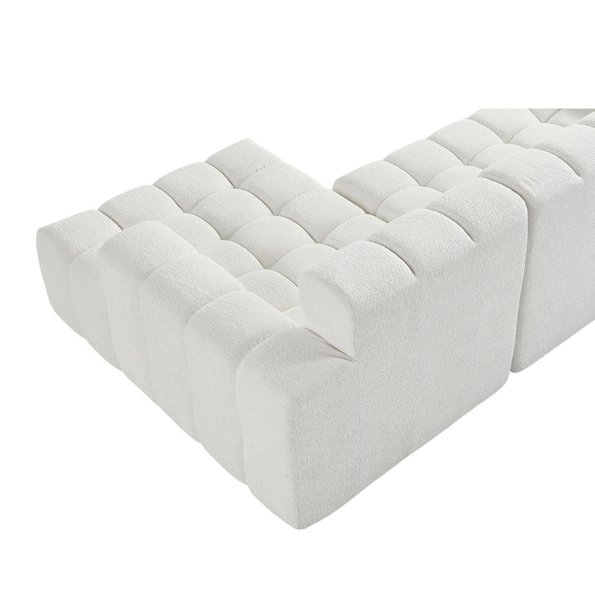 ECKSOFA L-Form 3-Sitzer in Weiß aus Samt mit recht Chaiselongue - Weiß, Textil (249.94/149.1cm) - CHICFURN