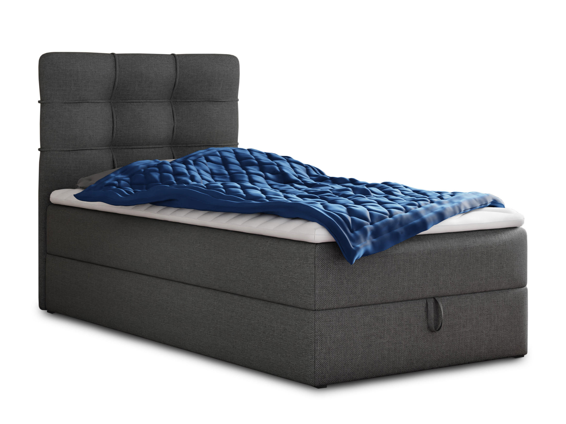BOXBETT Best Mini - 100x200 - dunkelgrau (Inari 94, Webstoff) - Dunkelgrau/Schwarz, Holz/Holzwerkstoff (100/200cm) - Sofnet