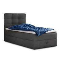 BOXBETT Best Mini - 100x200 - dunkelgrau (Inari 94, Webstoff) - Dunkelgrau/Schwarz, Holz/Holzwerkstoff (100/200cm) - Sofnet