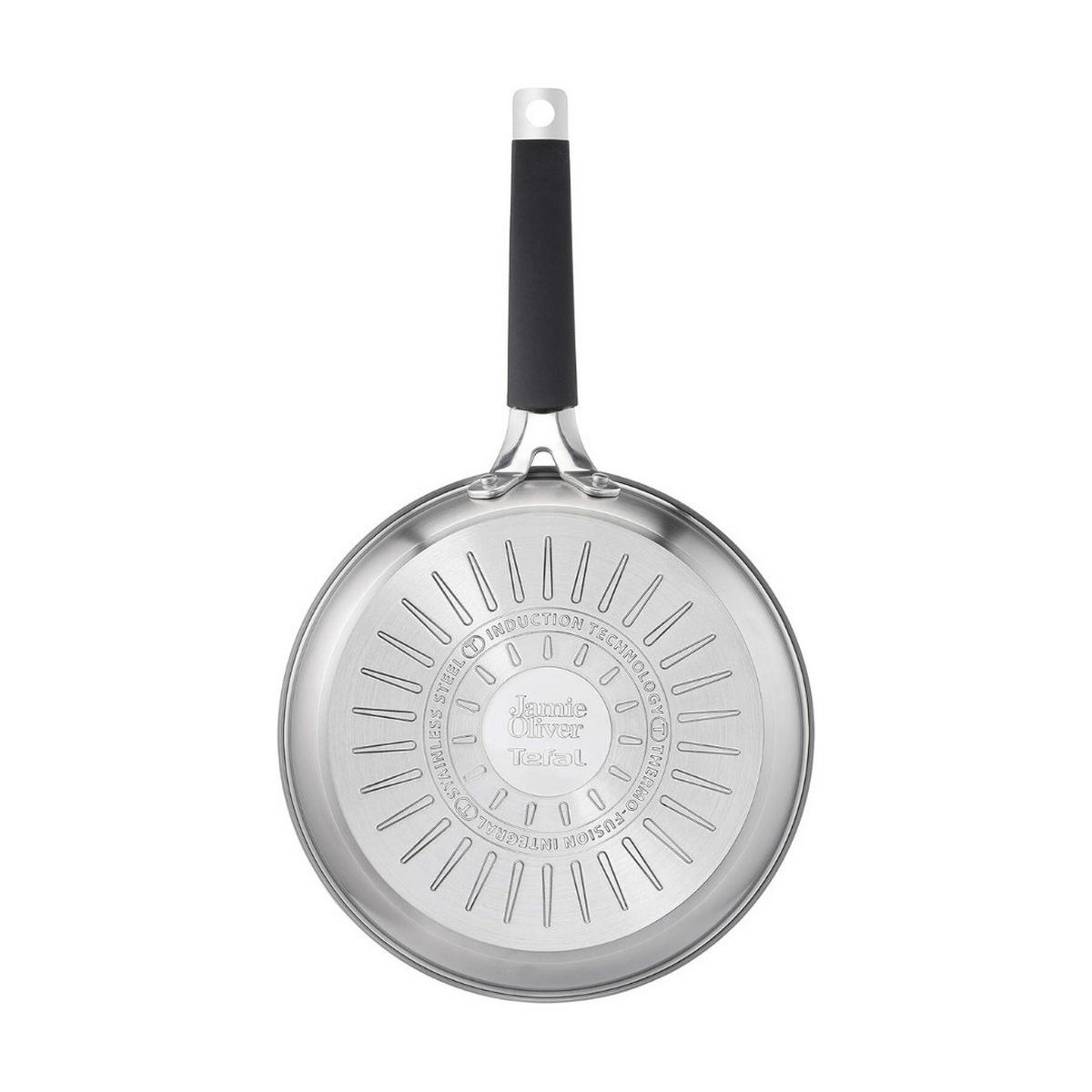 BRATPFANNE 24 cm Edelstahl Antihaft Induktion Schwarz für alle Herdarten - Silberfarben/Schwarz, Kunststoff/Metall (24cm) - Tefal