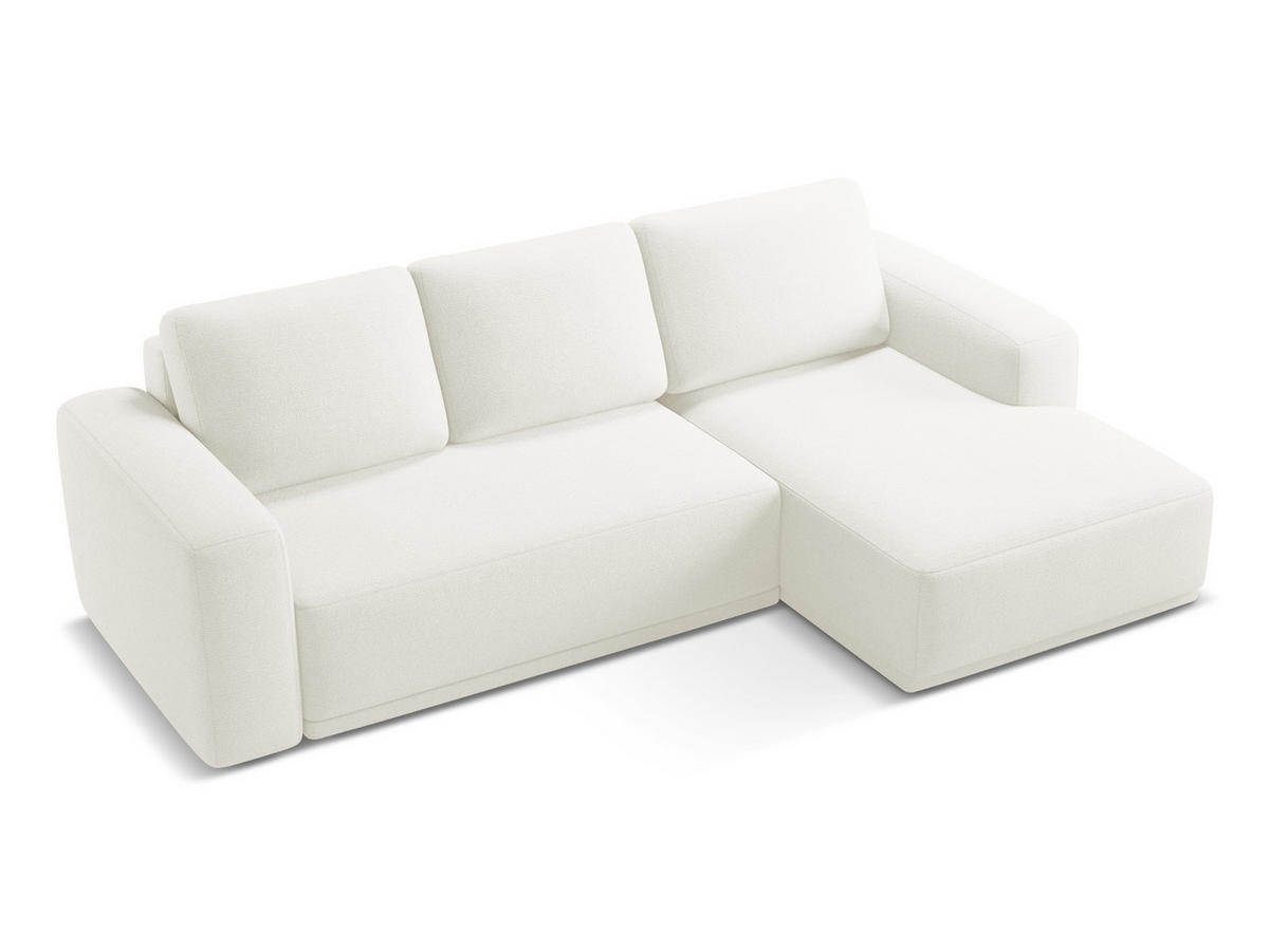 ECKSOFA mit Schlaffunktion Chenille Stoff Weiß - Schwarz/Weiß, Kunststoff/Textil (258/160cm) - Makamii
