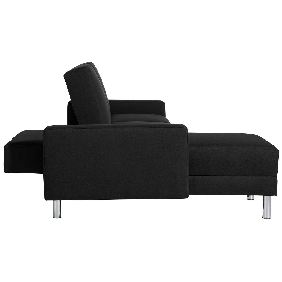 FUNKTIONSSOFA mit Hocker Katryna Flachgewebe schwarz - Schwarz, Kunststoff (144/92/230cm) - 58aufmkessel