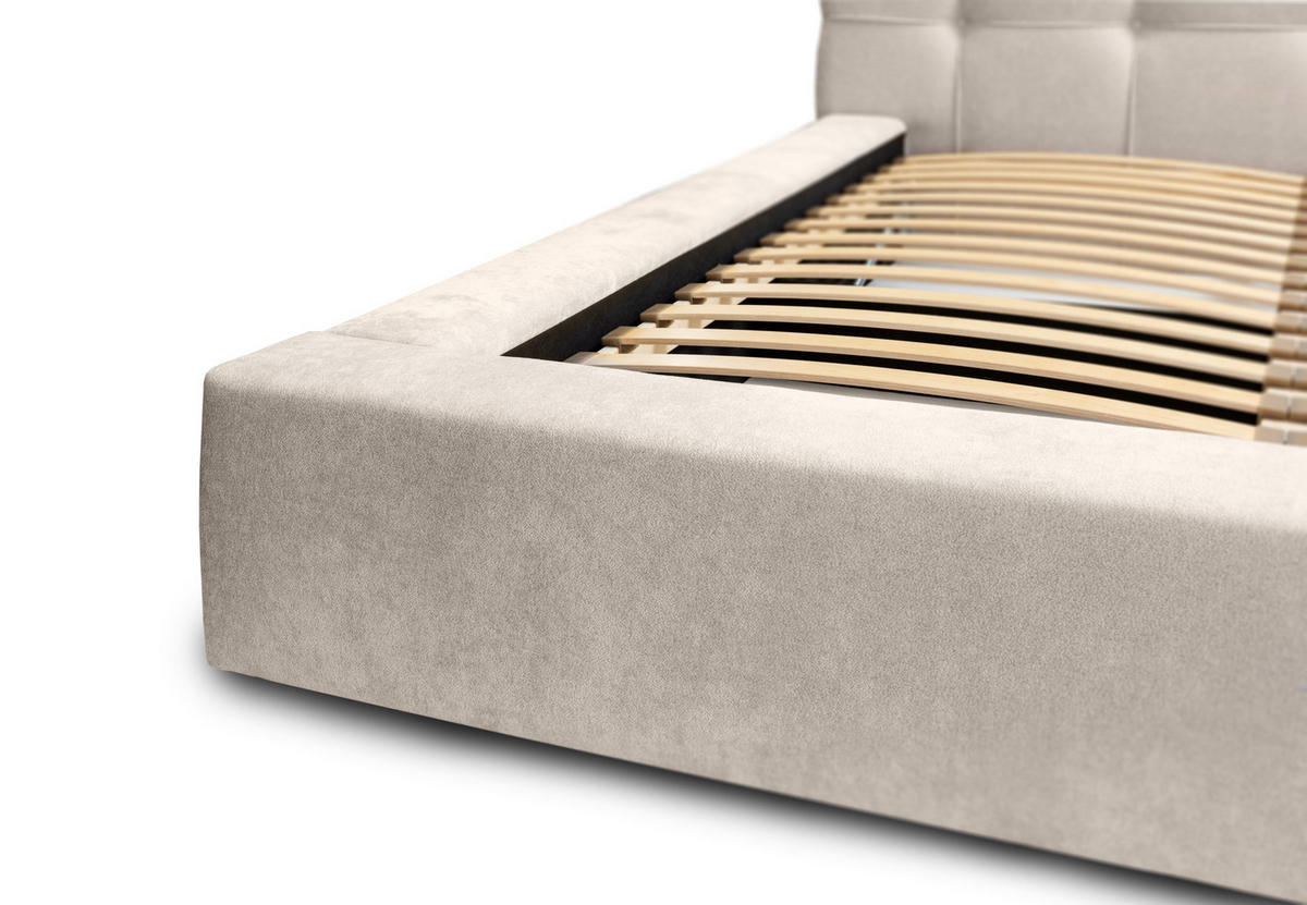 POLSTERBETT aus Velvet Gretta 180x200 cm, Beige - Beige, Textil (180/200cm) - Fedve
