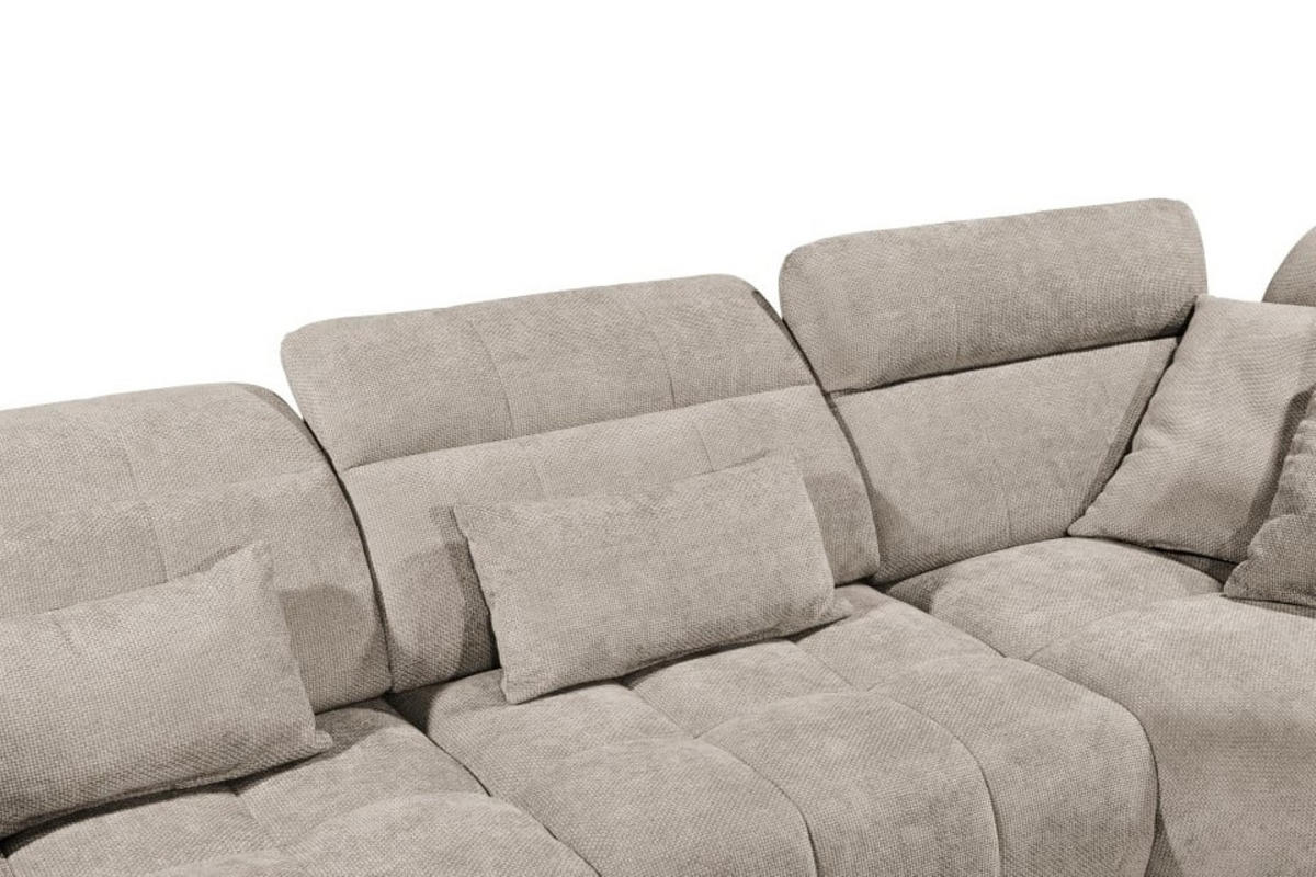 ECKSOFA mit verstellbaren Kopflehnen und Nosagfederung - Sandfarben, Textil (285/339cm) - ed exciting design