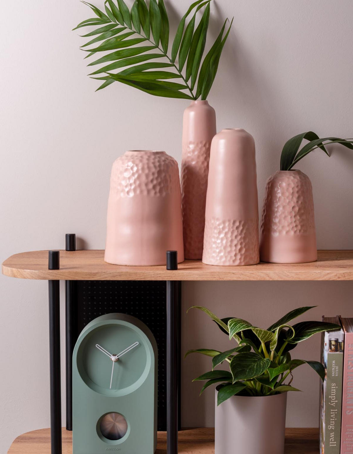 VASE Carve Rosa 14/14/18.5 cm - Pink, Keramik (18.5cm) - Present Time
