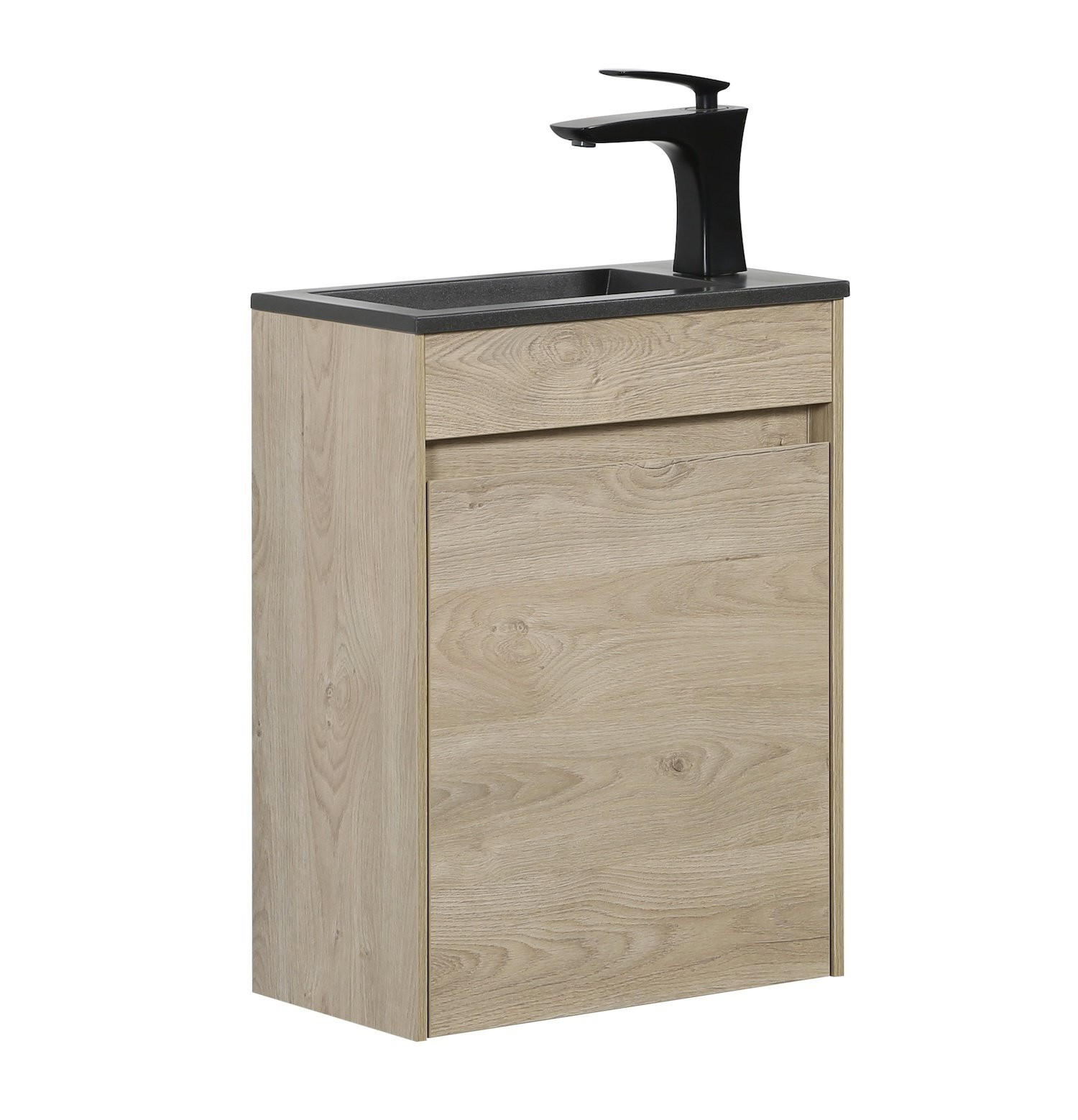 SET UMÝVADLA S SKRINKOU Sinta 2 diely gaštanový dub / Schwarzes Waschbecken - 40 x 22 x 54 cm - farba duba, drevo (40/54/22cm) - Badplaats