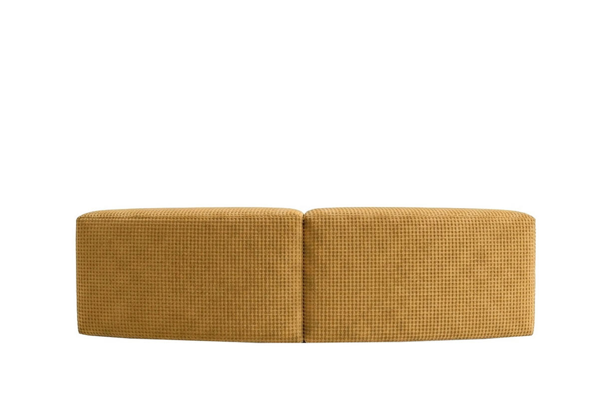 SOFA Round, Chenille-Stoff Cremona, Golden, GRETA - Goldfarben, Holz (294/70/89cm) - Kaiser Möbel