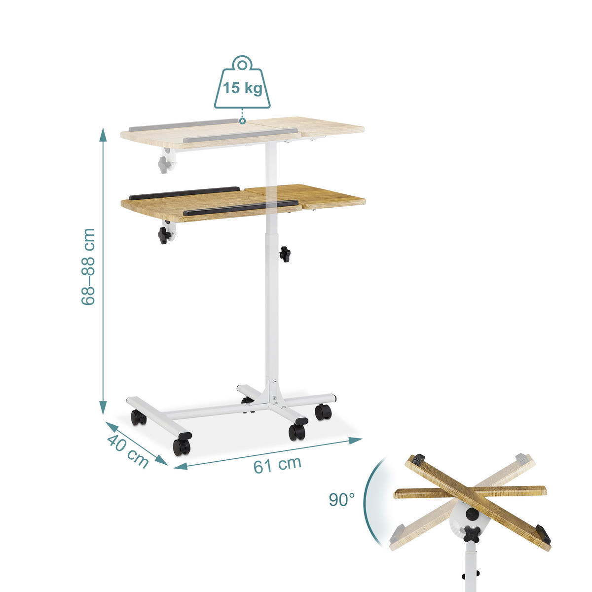 LAPTOPTISCH - Multicolor, Holzwerkstoff/Kunststoff (40/61/88cm) - Relaxdays