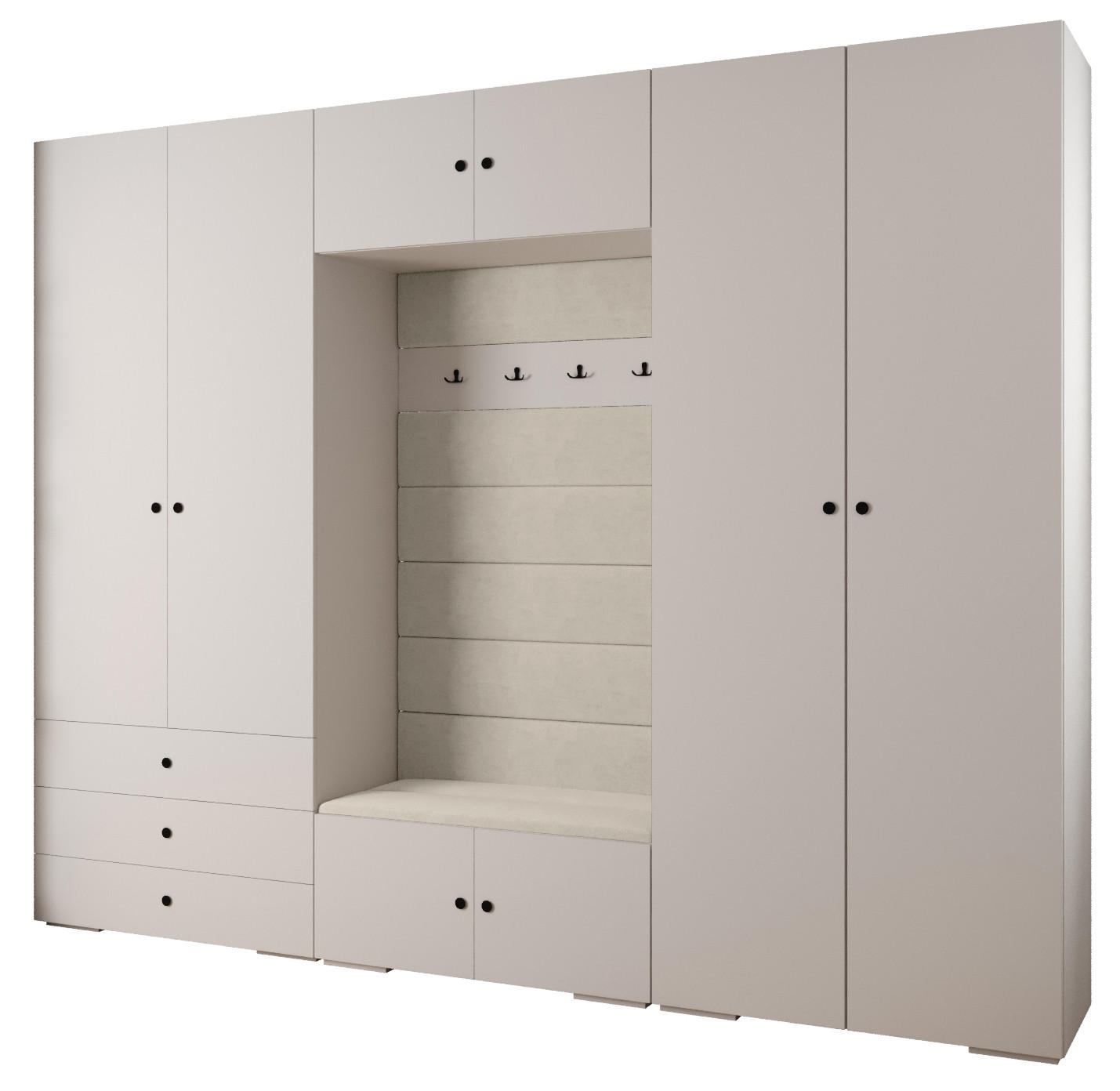 GARDEROBEN-SET 236,7/300/47 - Schwarz/Weiß, Holz/Kunststoff (300/236.7/47cm) - Abiks Möbel