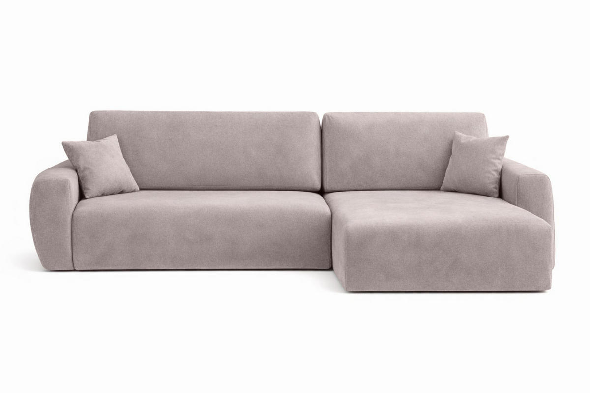 ECKSOFA Mit Schlaffunktion Ariel L, Velours, Stoff Salvador, Grau, Rechts - Grau, Holz (250/142cm) - Kaiser Möbel