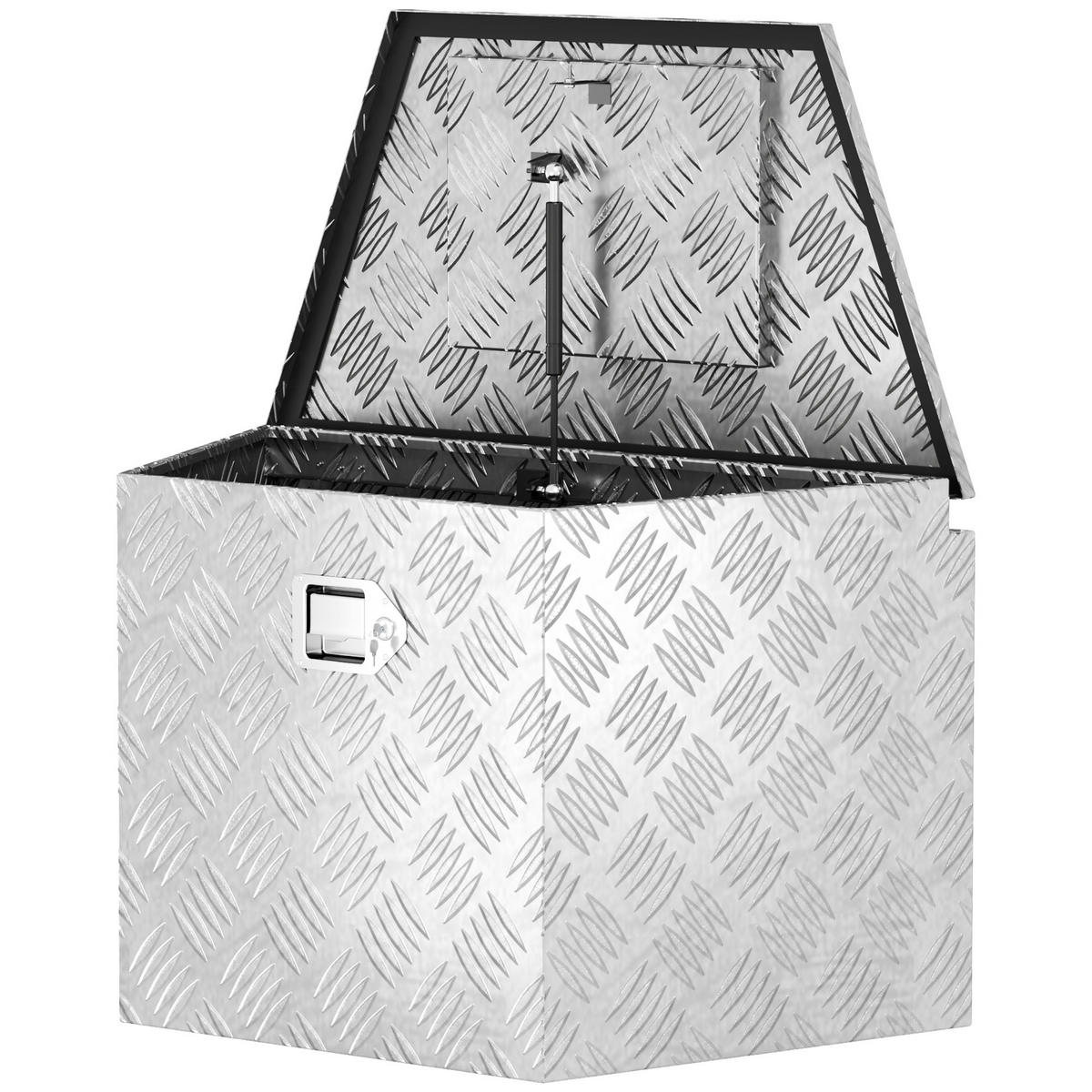 WERKZEUGKASTEN, Abschließbarer Aluminium-Kasten trapezförmig, 73,7 x 41 x 46 cm, Silber - Multicolor, Kunststoff (41/46/73.7cm) - FORIOUS