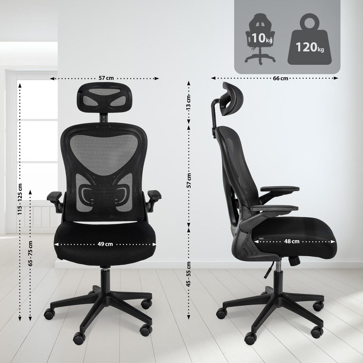 BÜROSTUHL Aeronix schwarz - Schwarz, Kunststoff/Metall (57/125/66cm) - TPFLiving