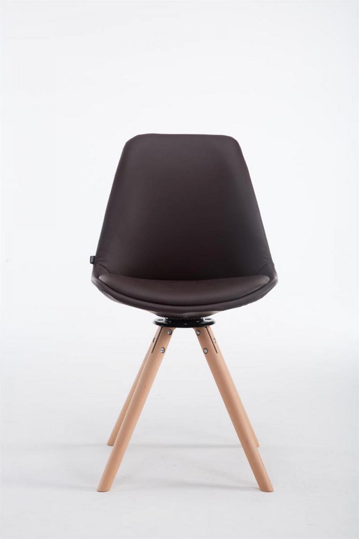 STUHL Lederlook braun - Eukalyptusholzfarben/Braun, Holz/Textil (48/84/56cm) - CLP