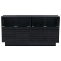 SIDEBOARD Schwarz LED 130/35/68 cm - Schwarz, Holzwerkstoff (130/68/35cm) - PANGIVO