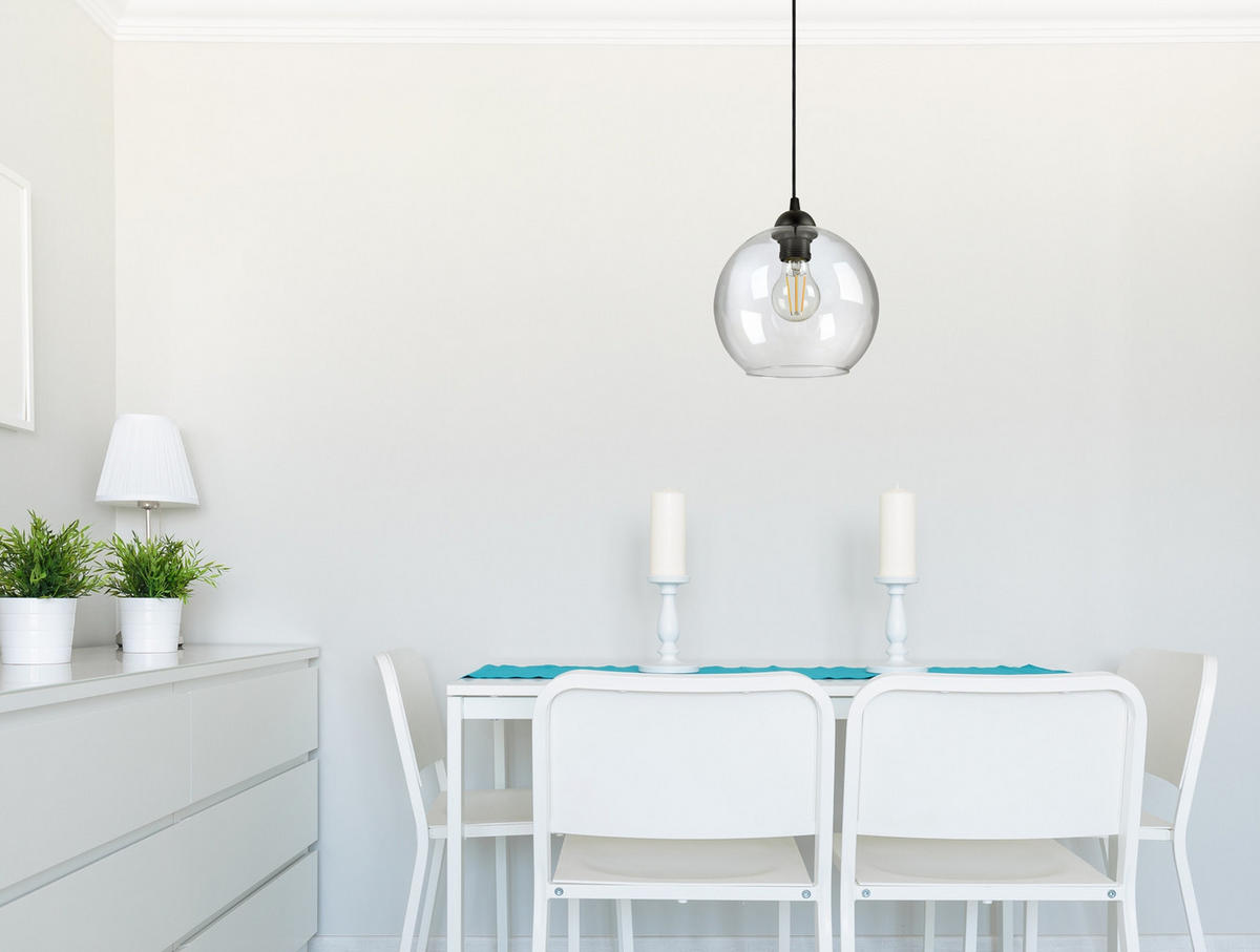 PENDELLEUCHTE HAGEN - Transparent/Schwarz, Glas/Metall (20/20/80cm) - kiki design