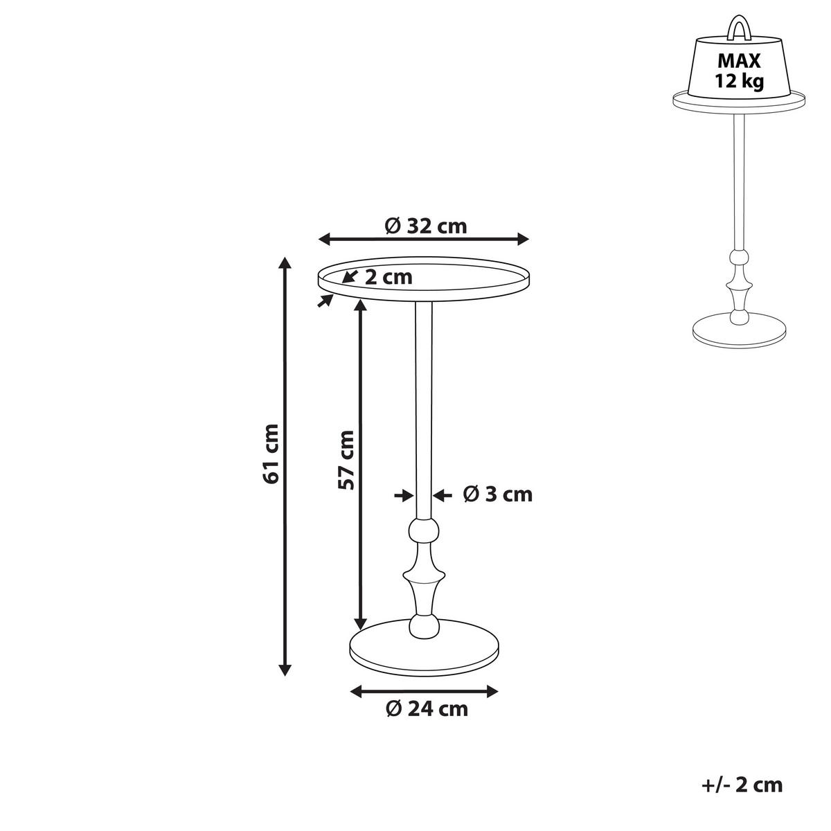 BEISTELLTISCH Aluminium silber rund 32 cm Meda - Silberfarben, Metall (32/32/61cm) - Beliani