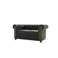 CHESTERFIELD-SOFA 2-sitzer Flux Anthrazit Microfaser Vintageoptik - Anthrazit/Braun, Holz/Textil (148/72/86cm) - S-Style Möbel