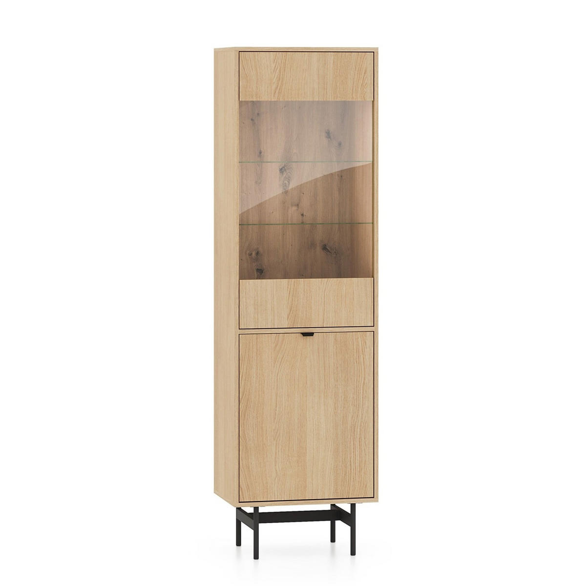 VITRINE Heggers Eiche Mavelie 54 cm - Eichefarben/Schwarz, Holzwerkstoff/Metall (54.3/169.6/40cm) - Selsey