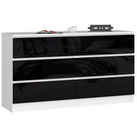 KOMMODE Weiß, Schwarz Glanz 77/138/40 - Weiß, Holzwerkstoff (138/77/40cm) - RAUMHIRSCH FURNITURE