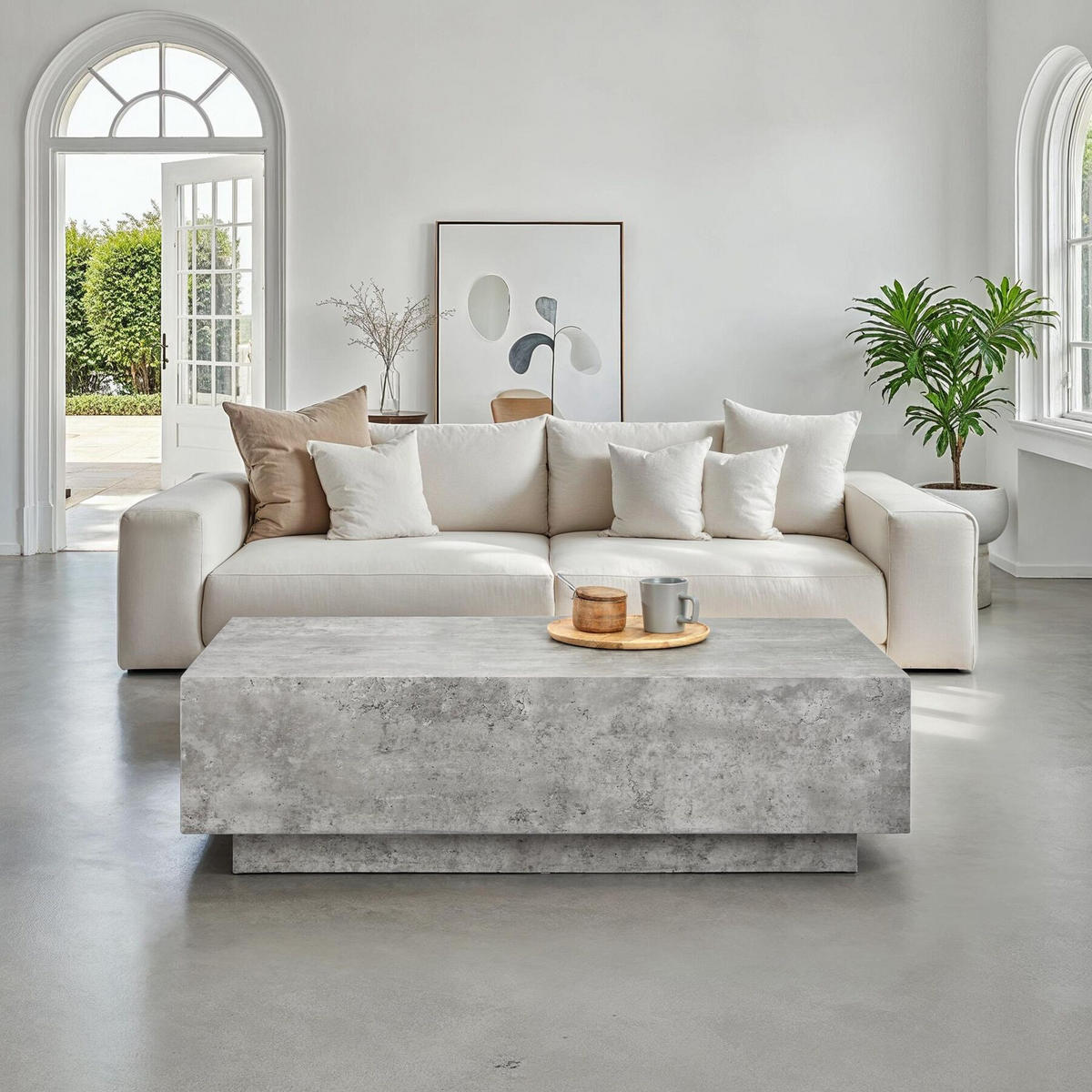 COUCHTISCH Lasley,120 x 60 x 35 cm,Beton Optik - Grau, Holz (60/120/35cm) - tectake