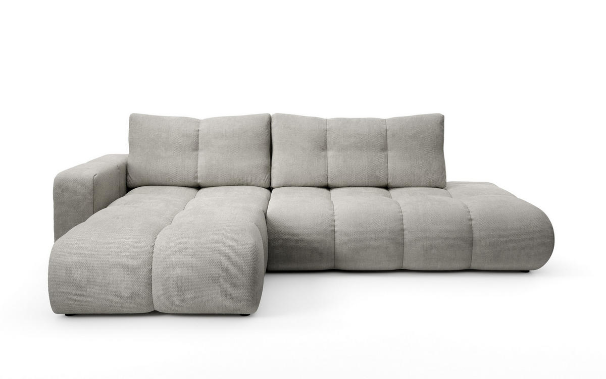ECKSOFA DUCA L-S Hellgrau Chenille mit Schlaffunktion - Hellgrau, Holz (266.5/266.5cm) - MASSENO