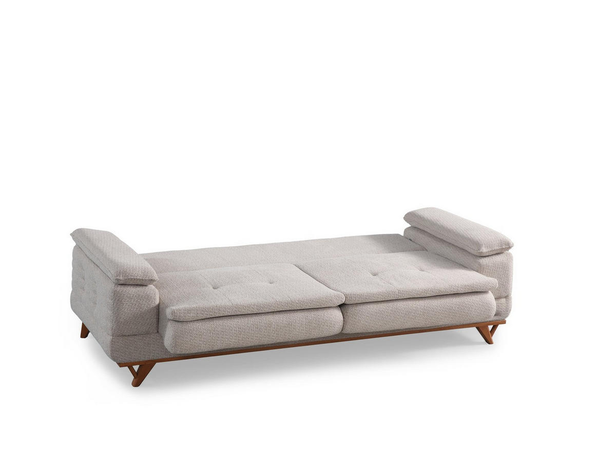 SOFA New Riga 2-Sitzer Mikrofaser Webstoff Beige - Beige, Holz/Textil (180/84/100cm)