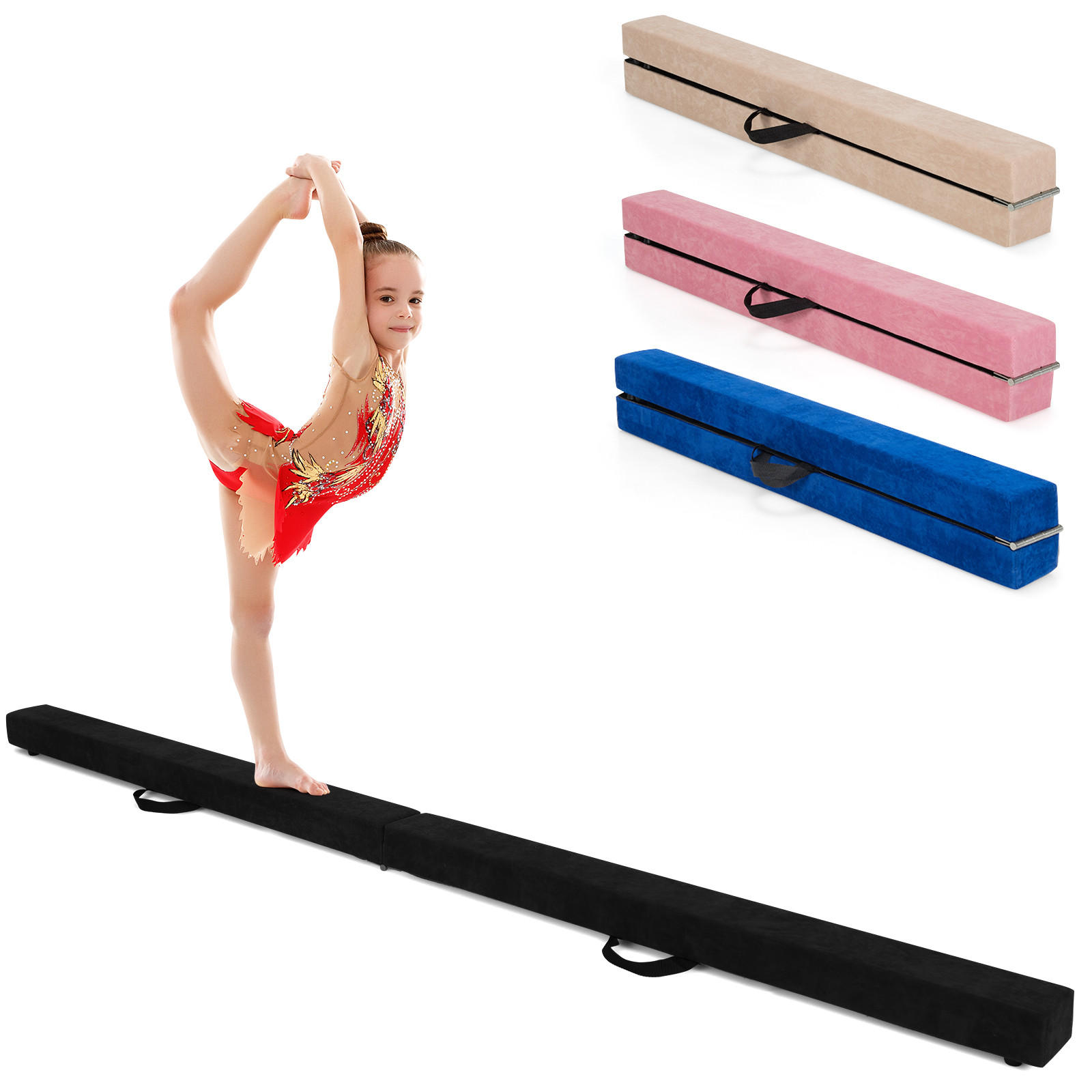 COSTWAY SKLÁDACÍ GYMNASTICKÁ KLÁDA 210 cm černá