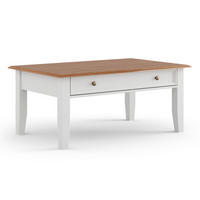 COUCHTISCH Belluno Elegante Kiefer weiß (RAL9010) lackiert / Kiefer gebeizt, Eichefarben 122 / 70 / 48cm - Eichefarben/Weiß, Holz/Metall (70/122/48cm) - Feldmann-Wohnen
