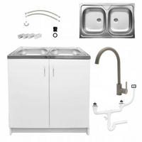 SPÜLUNTERSCHRANK 80cm mit Spüle + Armatur + Siphon weiß - Weiß, Holzwerkstoff (80/82/80cm) - Stamar