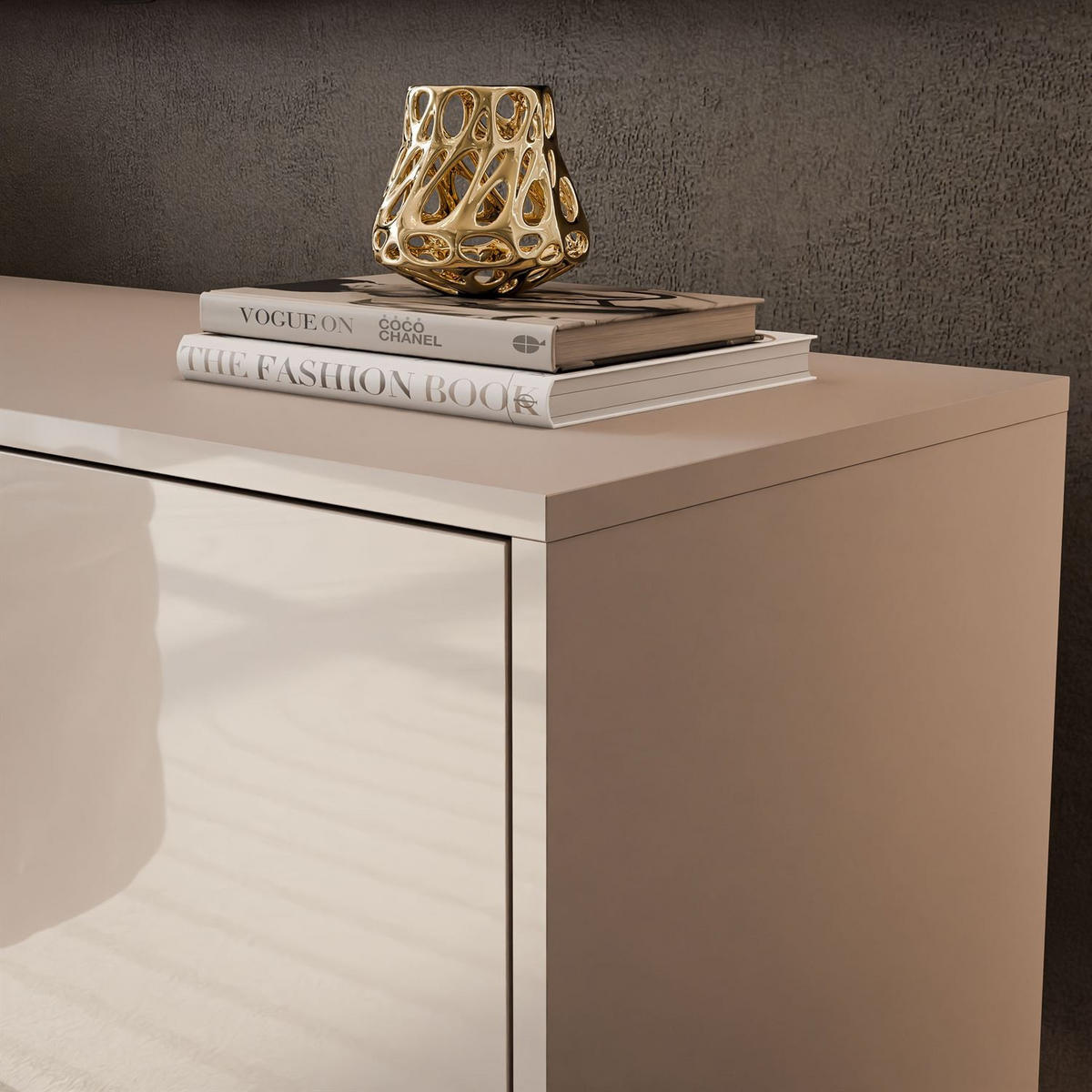 TV-SCHRANK SANAYI Kaschmir Hochglanz – hängend - Kaschmir, Holzwerkstoff (156/42/38cm) - Lookway
