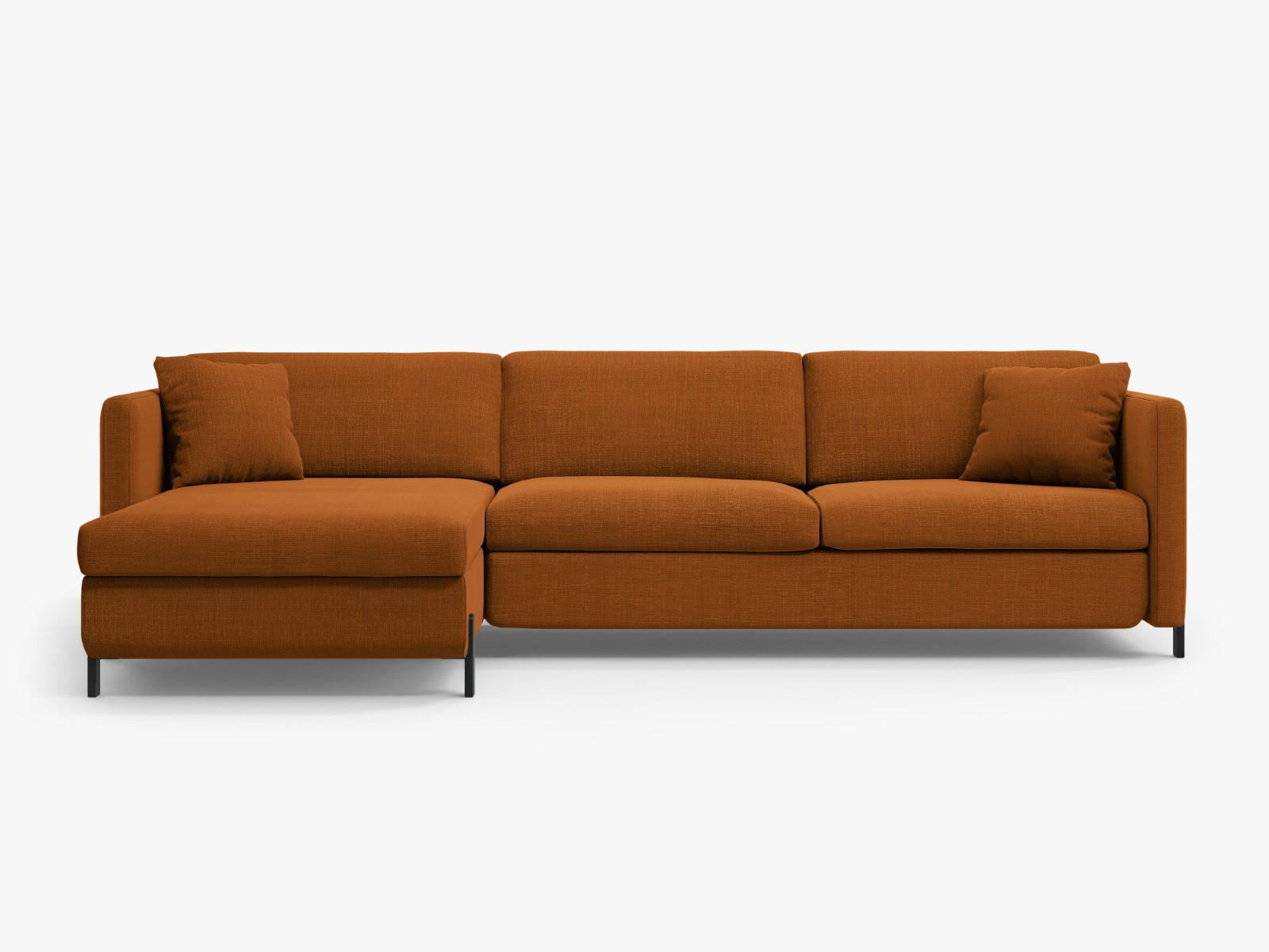 ECKSOFA ausklappbar links mit Container Gloria aus strukturiertem Stoff ziegelrot 4 Sitzplätze - Orange, Textil (260/170cm) - Micadoni