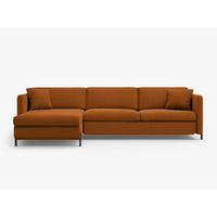 ECKSOFA ausklappbar links mit Container Gloria aus strukturiertem Stoff ziegelrot 4 Sitzplätze - Orange, Textil (260/170cm) - Micadoni