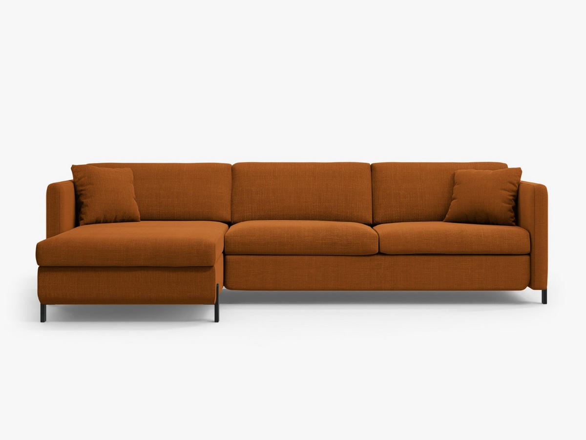 ECKSOFA ausklappbar links mit Container Gloria aus strukturiertem Stoff ziegelrot 4 Sitzplätze - Orange, Textil (260/170cm) - Micadoni