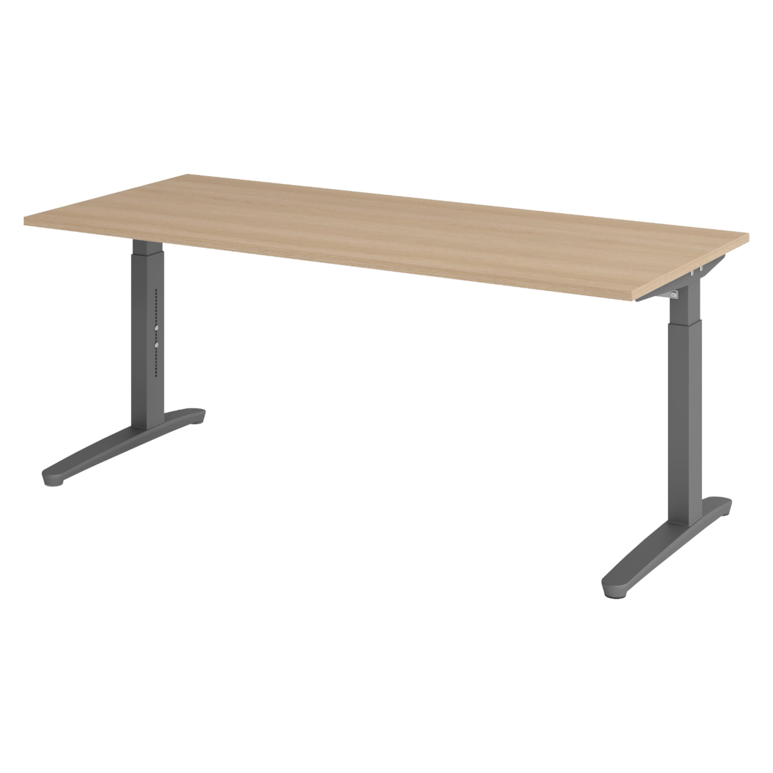 SCHREIBTISCH Serie-XB 80/180/74 cm in Eichefarben/Graphitfarben - Eichefarben/Graphitfarben, Holzwerkstoff (80/180/74cm) - bümö