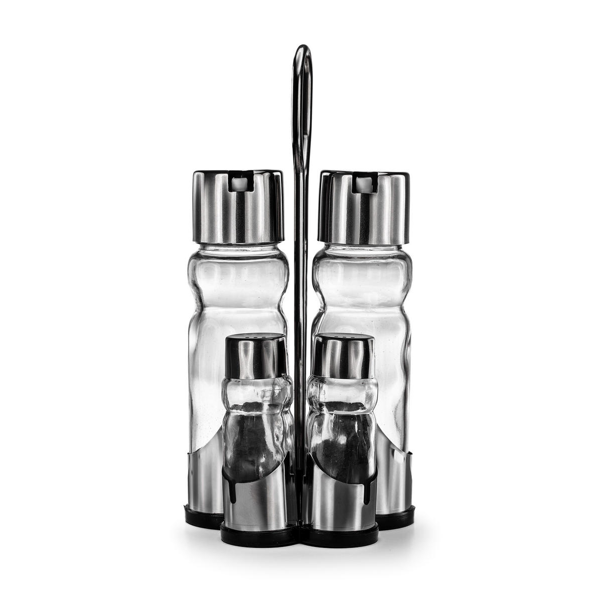 MENAGE Essig und Öl Spender Edelstahl - Silberfarben, Metall (11.5/22.5/11cm) - DanDiBo