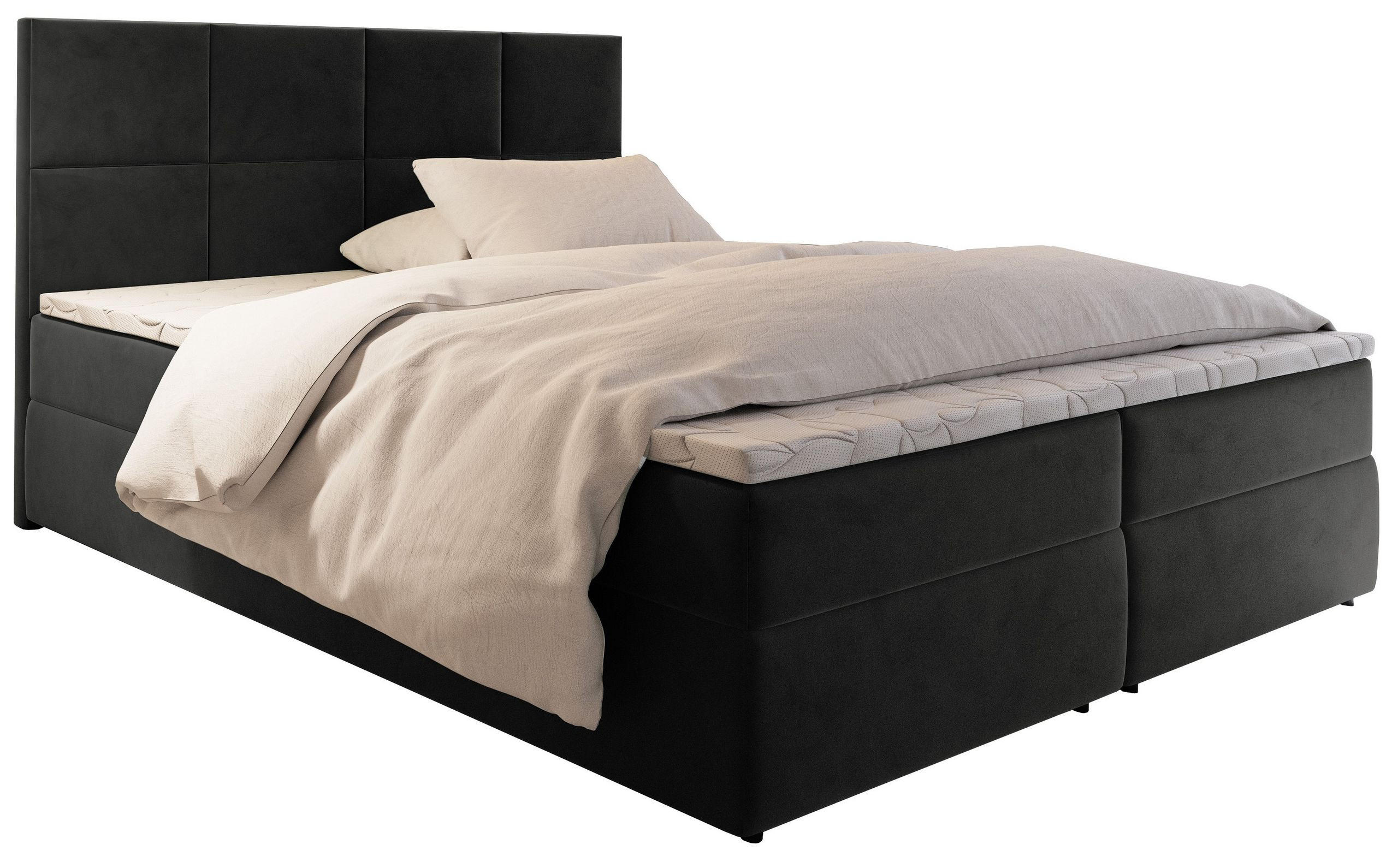 BOXBETT LENA 180x200 cm mit Matratze und Topper - Graphitfarben - Graphitfarben, Holz (140/200cm) - MASSENO