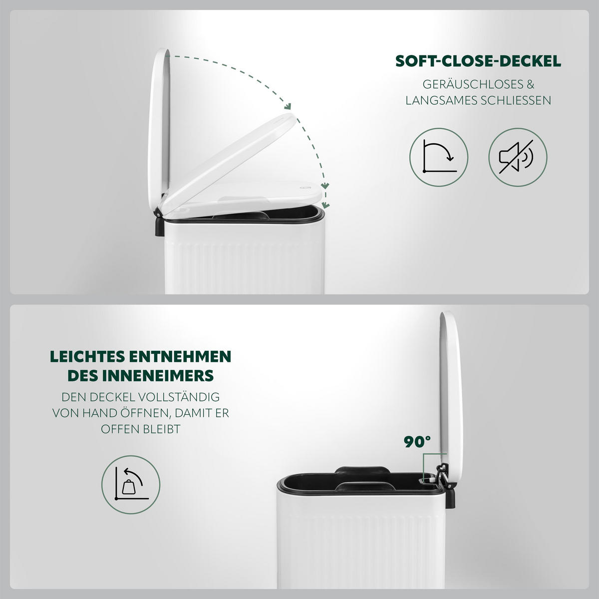 ABFALLEIMER 10 Liter, weiß - Weiß, Metall (17/39.5/33cm) - eluno