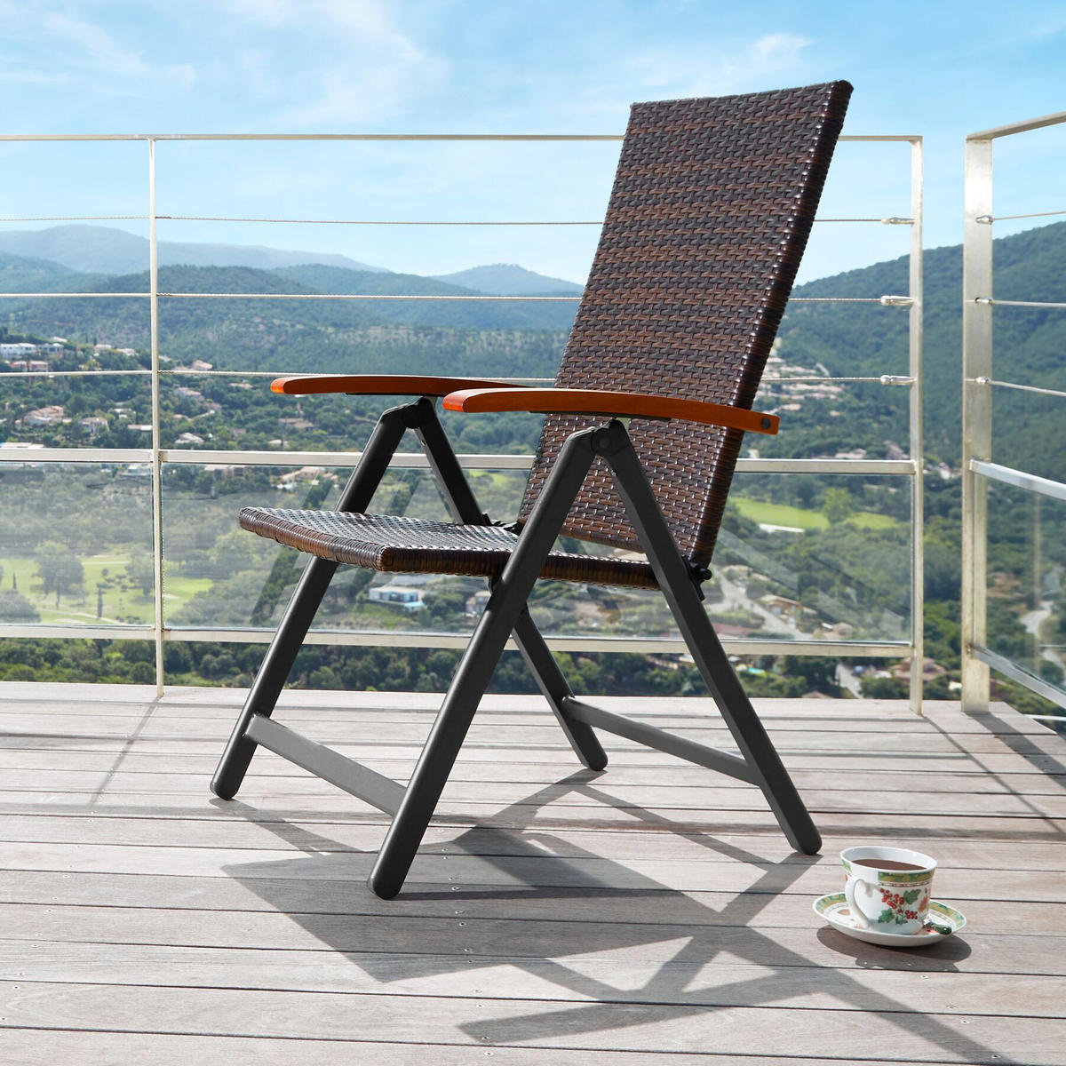 RATTANSTUHL Canberra,58 x 72 x 108 cm,braun - Braun, Kunststoff (58/108/72cm) - tectake