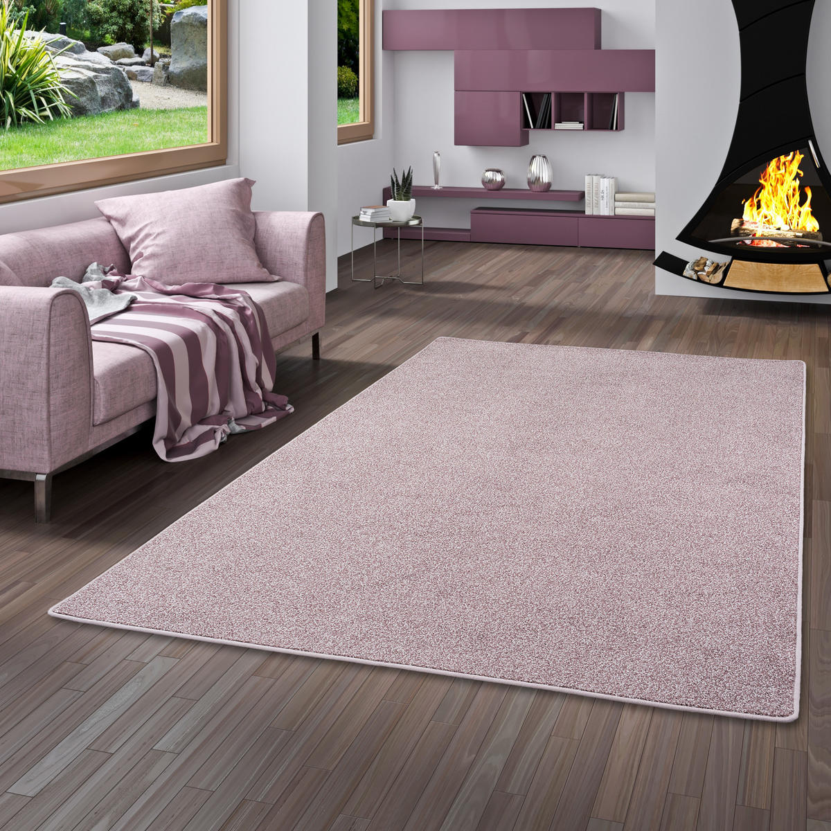 HOCHFLOR VELOURS TEPPICH LUNA MIX - Altrosa, Textil (100/100cm) - Snapstyle