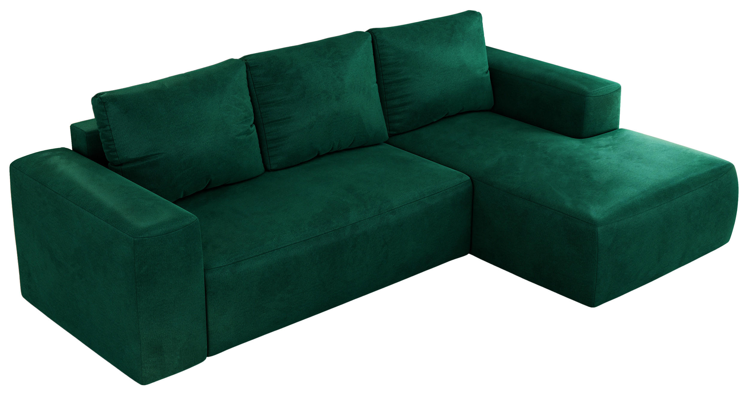 ECKSOFA TRENTINO L Dunkelgrün Velvet - Rechts - Dunkelgrün/Schwarz, Textil (164/266cm) - MKS