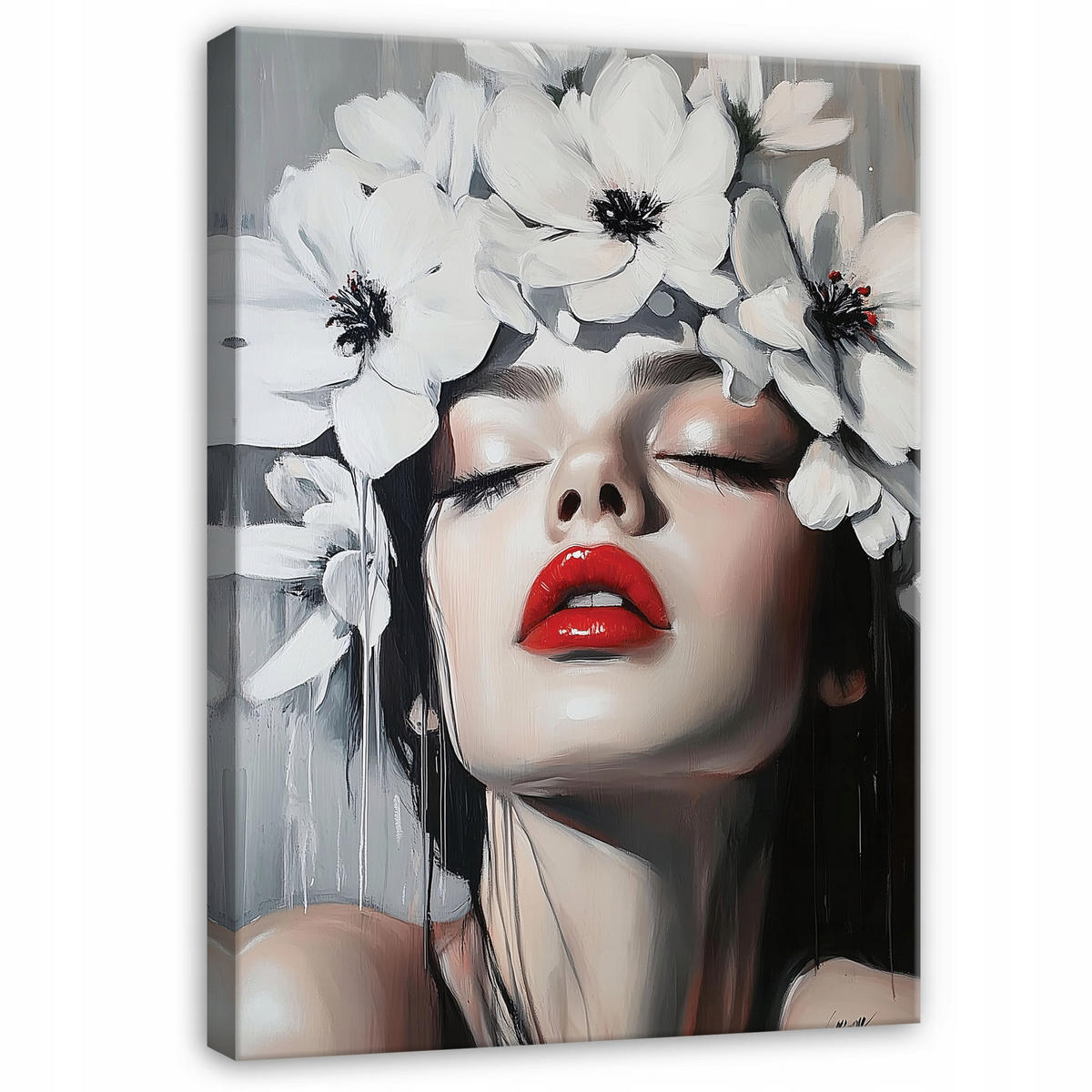 LEINWAND BILDER Frau Blumen Schlafzimmer 100x70 - Multicolor, Holzwerkstoff (70/100cm) - Wallarena