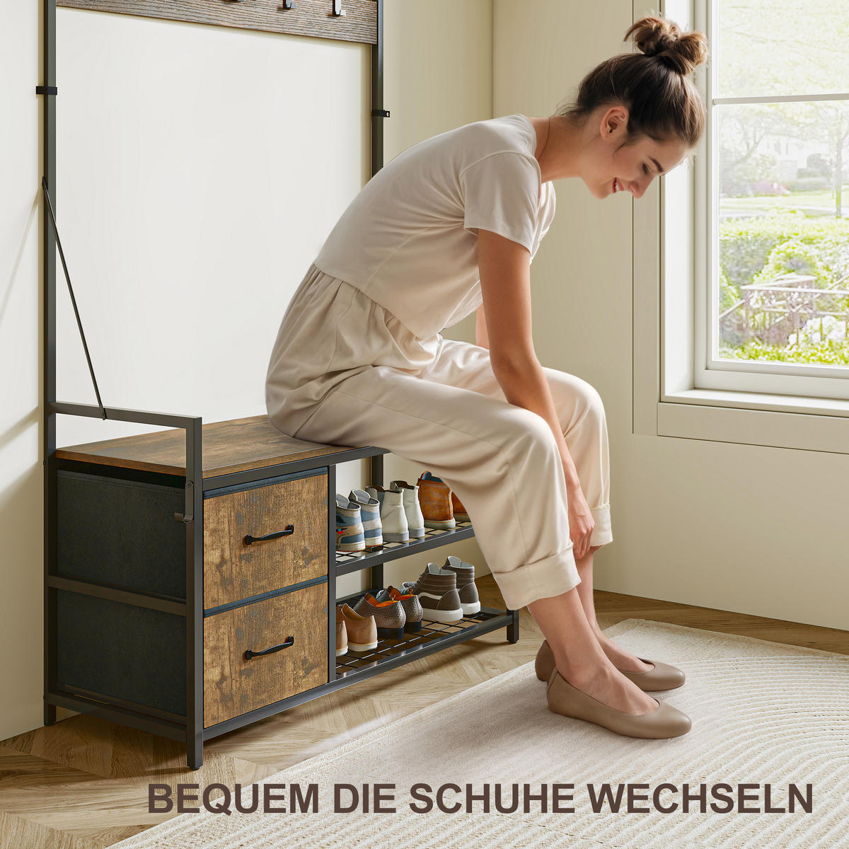 GARDEROBENSTÄNDER 6-in-1 DE-09827 Braun - Braun, Holzwerkstoff/Metall (40/180/100cm) - ComfortXL