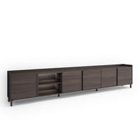 LOWBOARD, Dunkler Eiche und Schwarz, 309/35/61cm, mit Beinen - Dunkelbraun, Holzwerkstoff (309/61/35cm) - Skraut Home