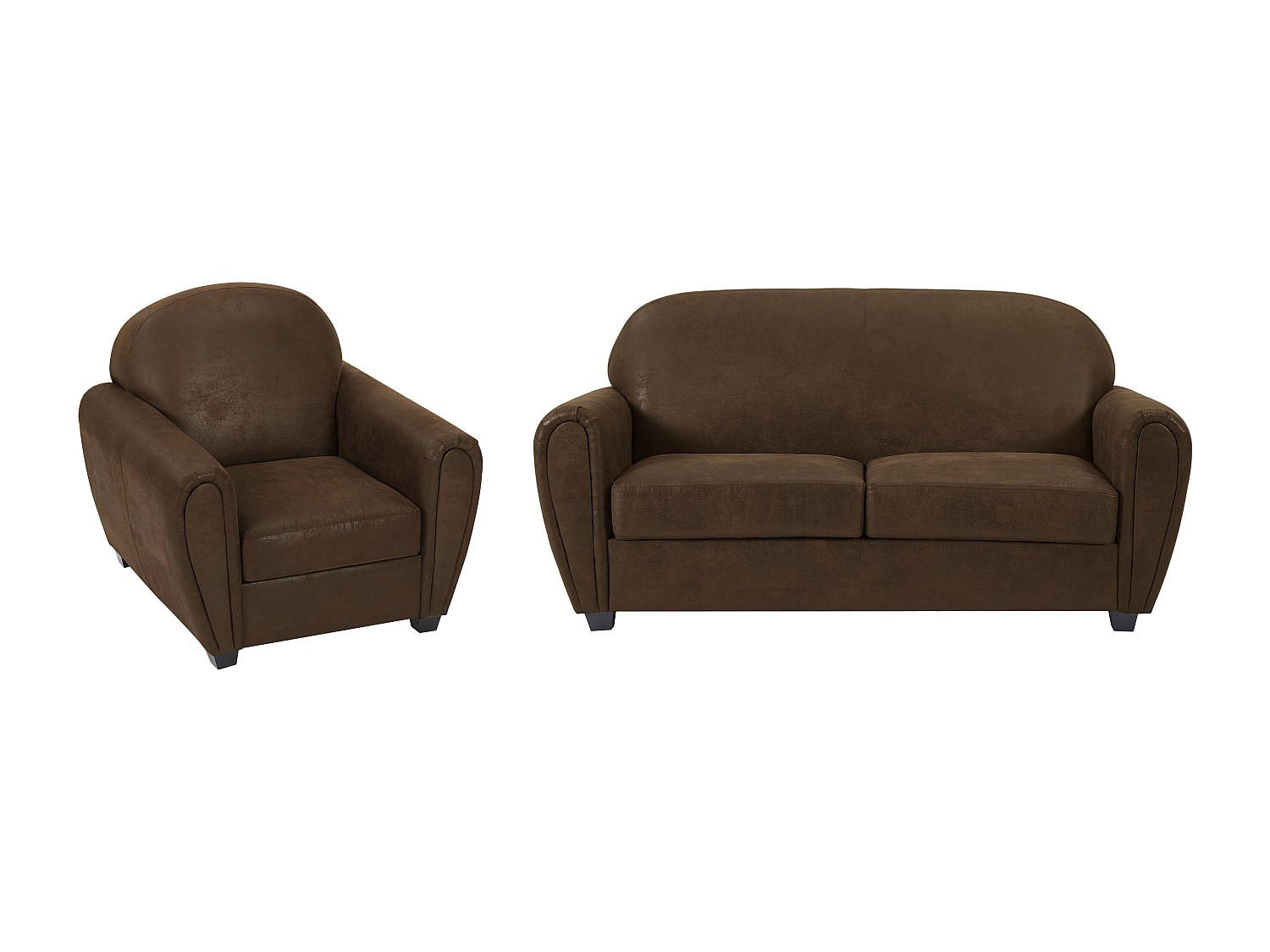 COUCHGARNITUR mit Sessel - 4 Personen - Stoff, Stoff - Braun VICTORY - Braun, Textil (170/89/91cm) - Vente-Unique