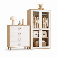 KINDERREGAL in Weiß Schlafzimmermöbelset inkl. Kleiderschrank und Kommode für Schlafzimmer, B80/T50/H150cm - Transparent/Weiß, Holzwerkstoff/Kunststoff (80/150/50cm) - STILVORA