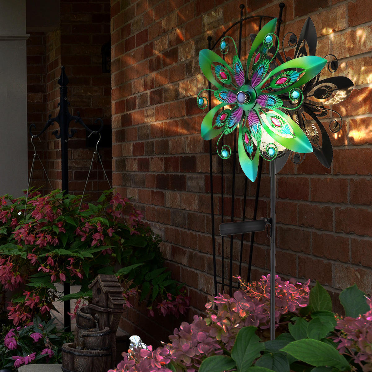 LED AUSSENLEUCHTE Metall Bunt 2er Set - Multicolor, Metall (32/17.5/124cm) - Globo Lighting