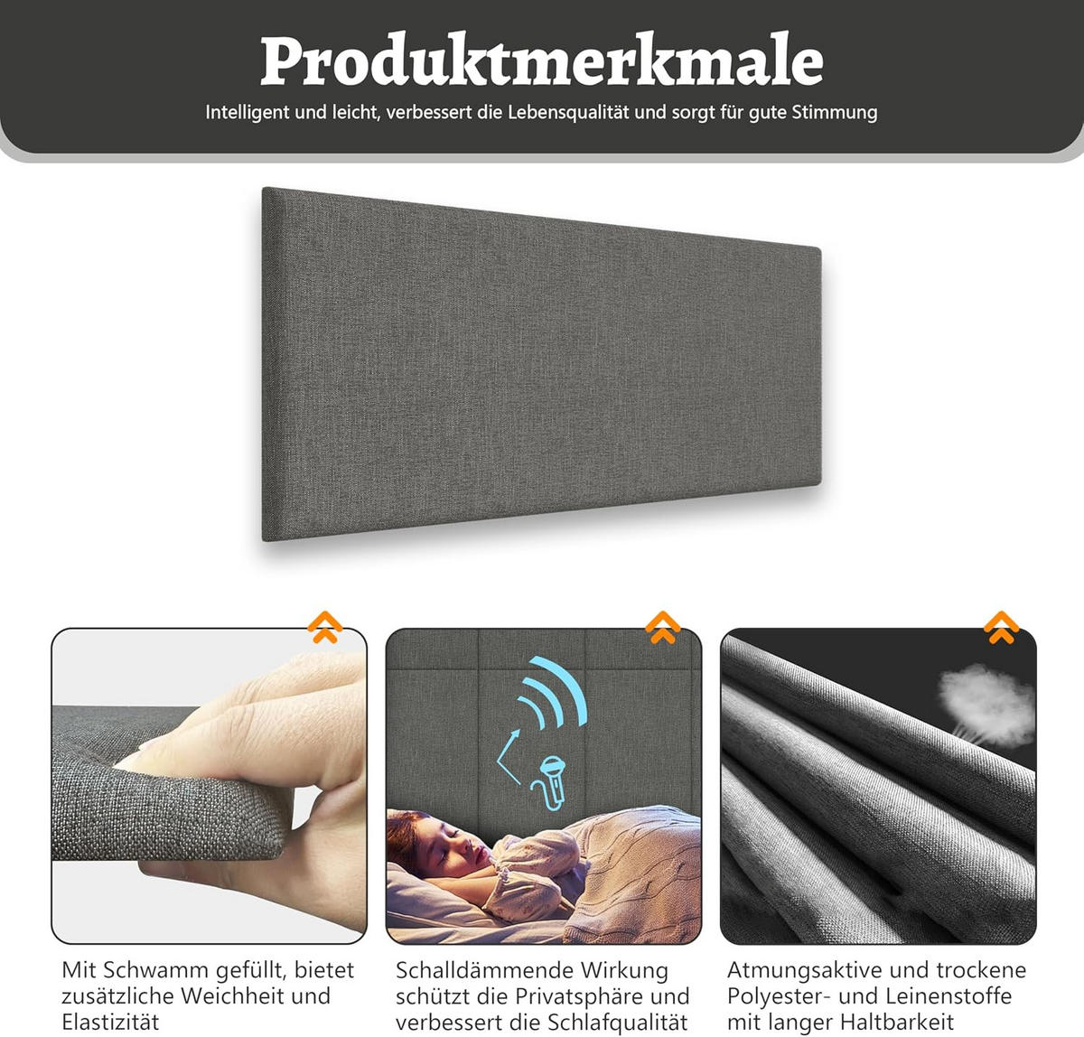 3D-WANDPANEELE Selbstklebende Wandverkleidung aus Kunstleder Akustik 60/30cm - Dunkelgrau, Textil (60/30/3cm) - Vercart