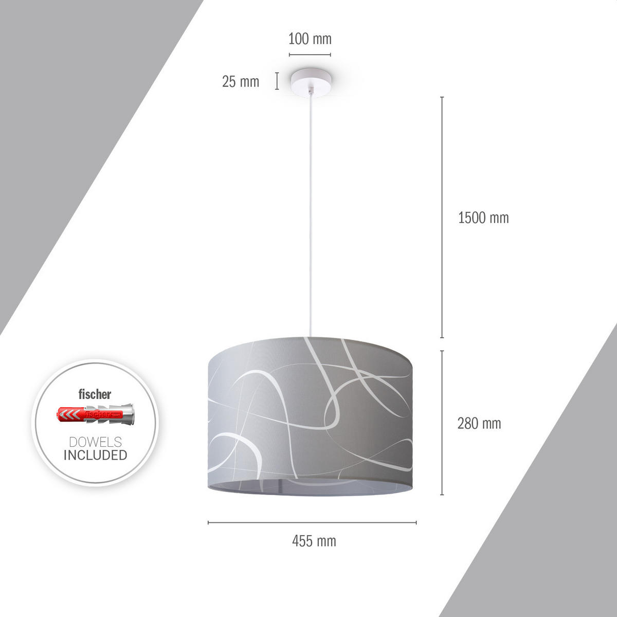 PENDELLEUCHTE Hugo Pd1 Tri 003 - Weiß, Metall (45.5/45.5/27cm) - Paco Home